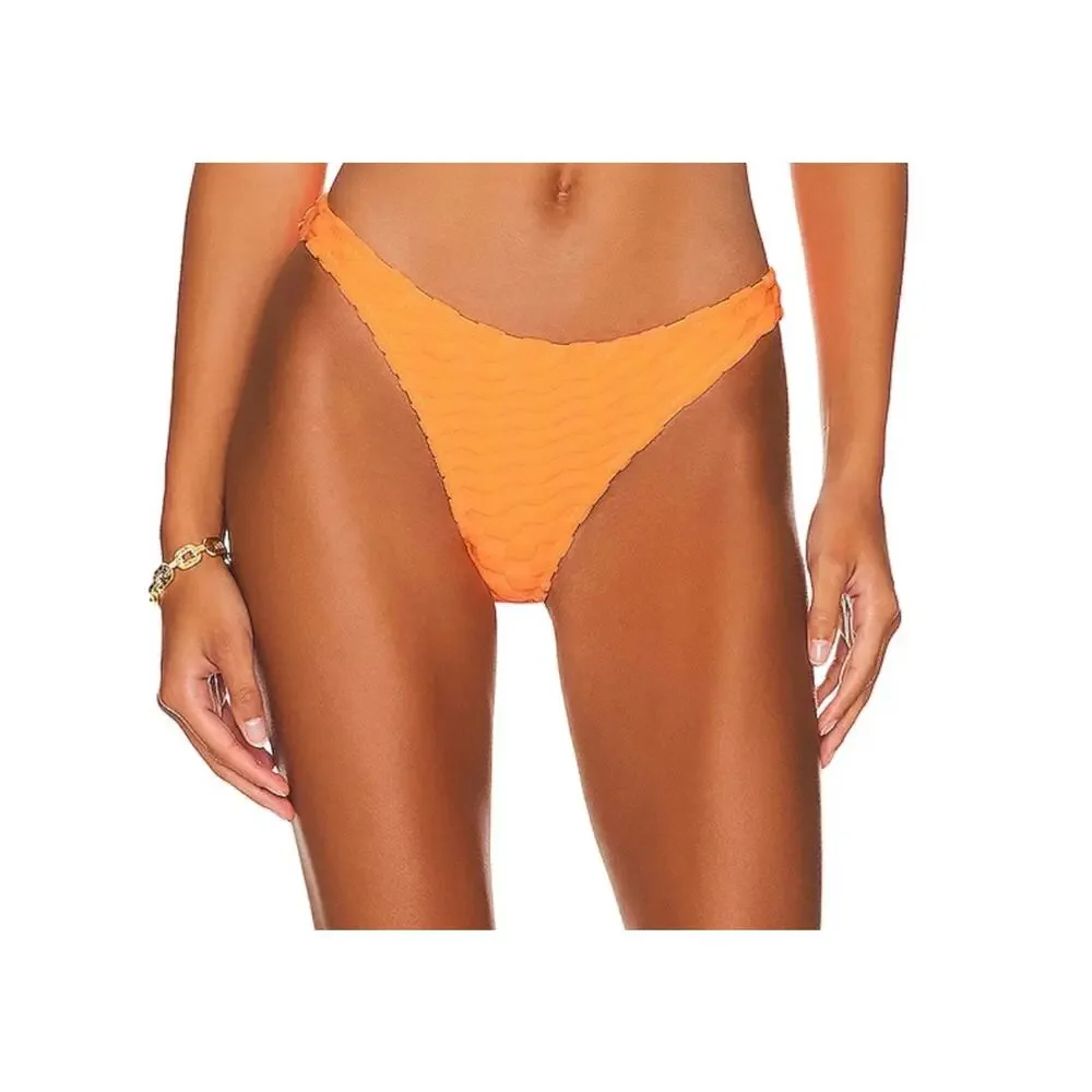 🚢 Good American Orange Cream Jaquard Bikini Bottom Size 1 S NWT